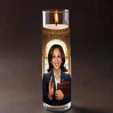 Kamala Harris prayer candle, designed by Pray To The Stars